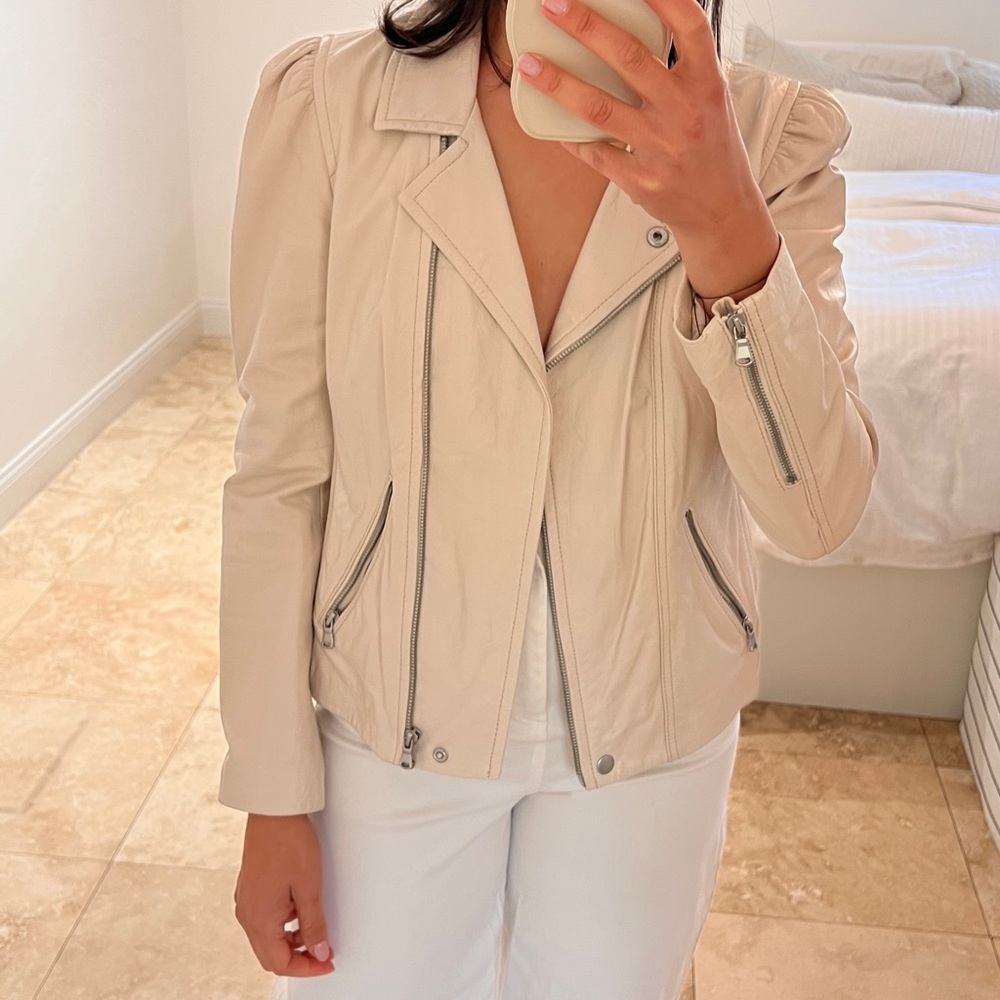 Rebecca Taylor Cream Leather Jacket - Picture 2 of 3